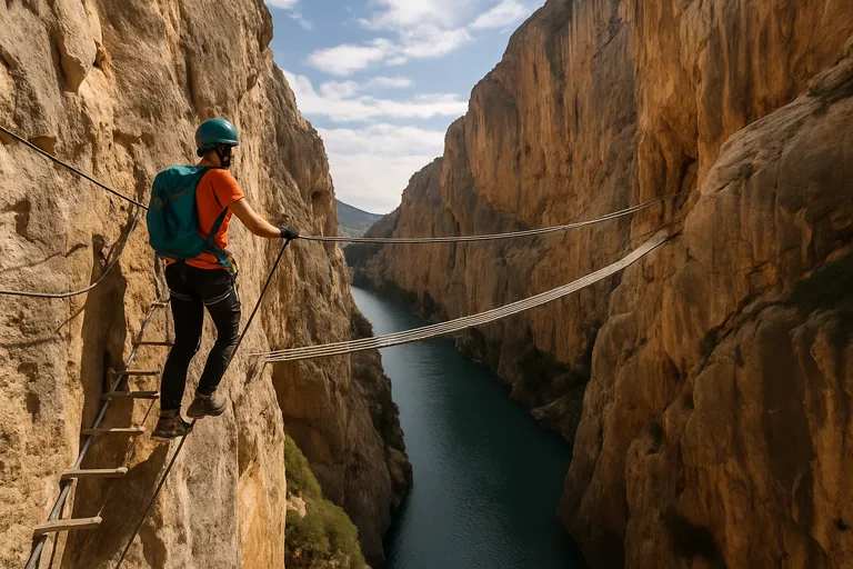 Klimmen en zweven op de via ferrata van caminito del rey in de kloof van el chorro