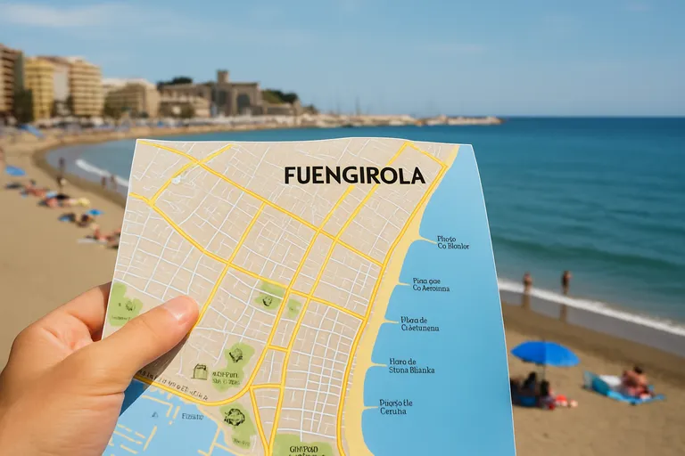 Navigeer moeiteloos door fuengirola met een duidelijke kaart van stranden, wijken en hotspots