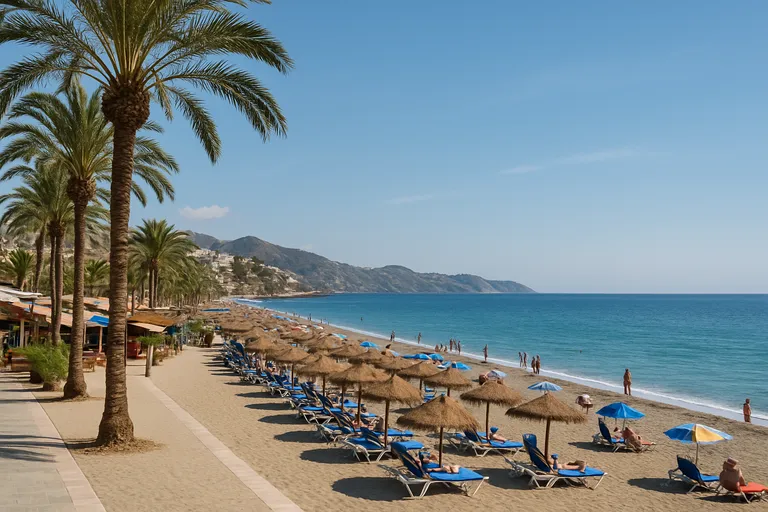 Playa de burriana in nerja: zon, zee, ontspanning en sfeervolle chiringuitos